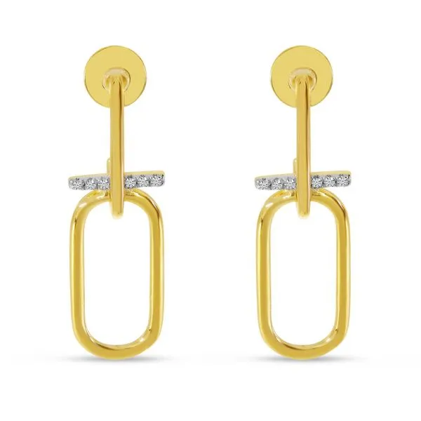 14K Yellow Gold Diamond wire Paperclip Earrings Ambassador Diamond Jewelers Tucson, AZ