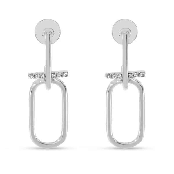 14K White Gold Diamond Wire Paperclip Post Earrings Ambassador Diamond Jewelers Tucson, AZ