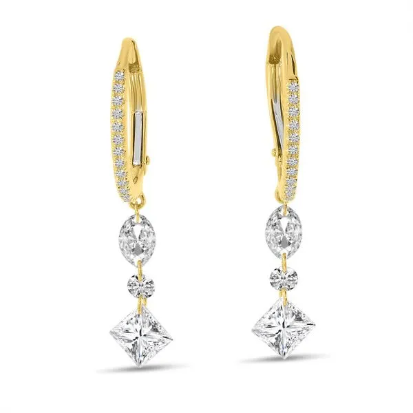 14K Yellow Gold Dashing Diamond Fancy Marquise, Round and Princess Earrings Ambassador Diamond Jewelers Tucson, AZ