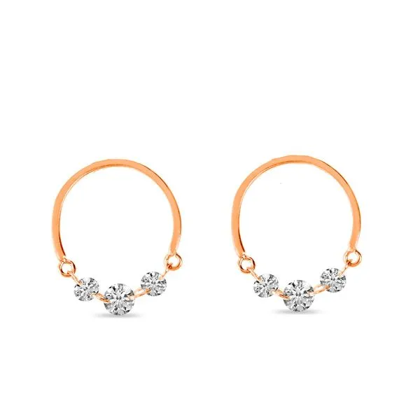 14K Rose Gold Dashing Diamond Half Circle Front Hoop Earrings Ambassador Diamond Jewelers Tucson, AZ