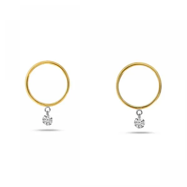 14K Yellow Gold Small Front Hoop .30 Ct Dashing Diamond Earrings Ambassador Diamond Jewelers Tucson, AZ