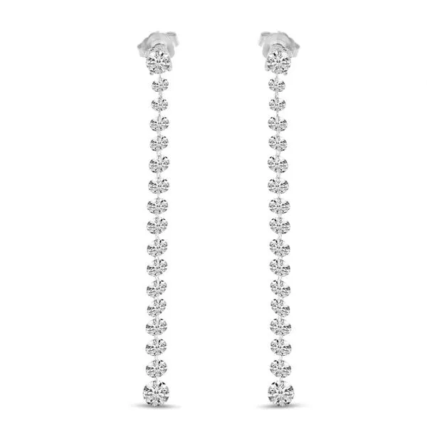 14K White Gold Dashing Diamond Stud with 17 Pierced Diamond Dangle Earrings Rox Atlanta Jewelers Decatur, GA