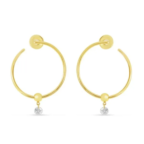 14K Yellow Gold Dashing Diamond Single Diamond Circle Hoop Earrings Ambassador Diamond Jewelers Tucson, AZ