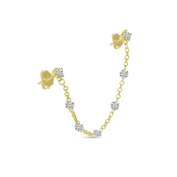 14K Yellow Gold Dashing Diamond Double Hole Chain Earring Ambassador Diamond Jewelers Tucson, AZ