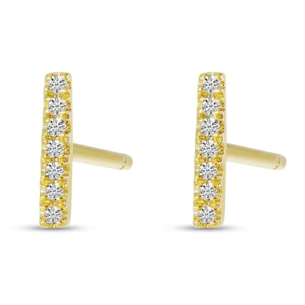 14K Yellow Gold Diamond Bar Stud Earrings Moseley Diamond Showcase Inc Lexington, SC