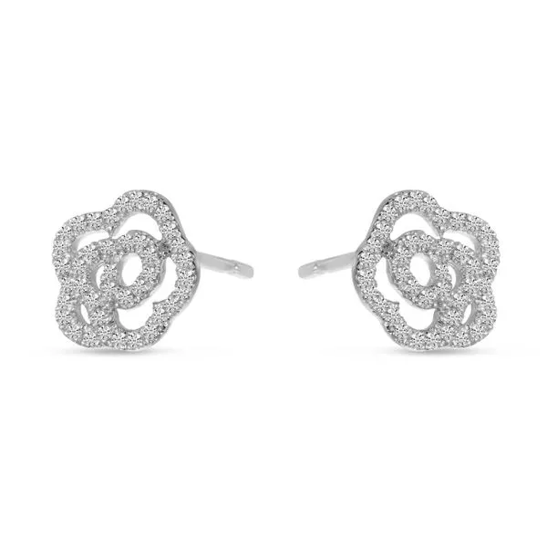 14K White Gold Diamond Petite Flower Stud Earrings Ambassador Diamond Jewelers Tucson, AZ