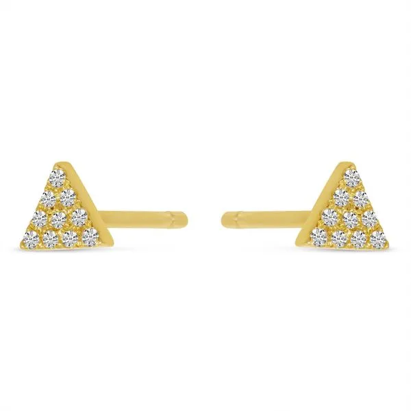14K Yellow Gold Diamond Petite Triangle Stud Earrings Ambassador Diamond Jewelers Tucson, AZ