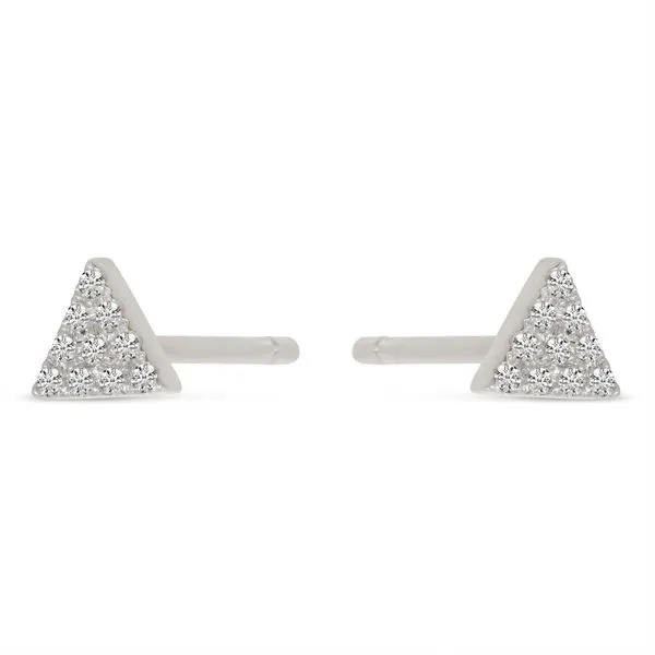 14K White Gold Diamond Petite Triangle Stud Earrings Rick's Jewelers California, MD