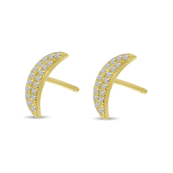 14K Yellow Gold Diamond Moon Stud Earrings Ambassador Diamond Jewelers Tucson, AZ