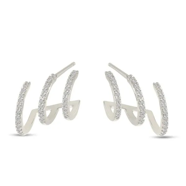 14K White Gold Triple Row Diamond Huggies Moseley Diamond Showcase Inc Lexington, SC