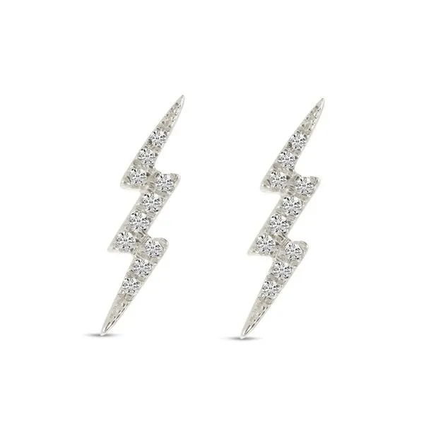 14K White Gold Small Diamond Lightning Bolt Stud Earrings Ambassador Diamond Jewelers Tucson, AZ