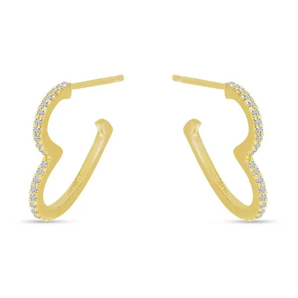 14K Yellow Gold Diamond Open Heart Hoop Earrings Ambassador Diamond Jewelers Tucson, AZ