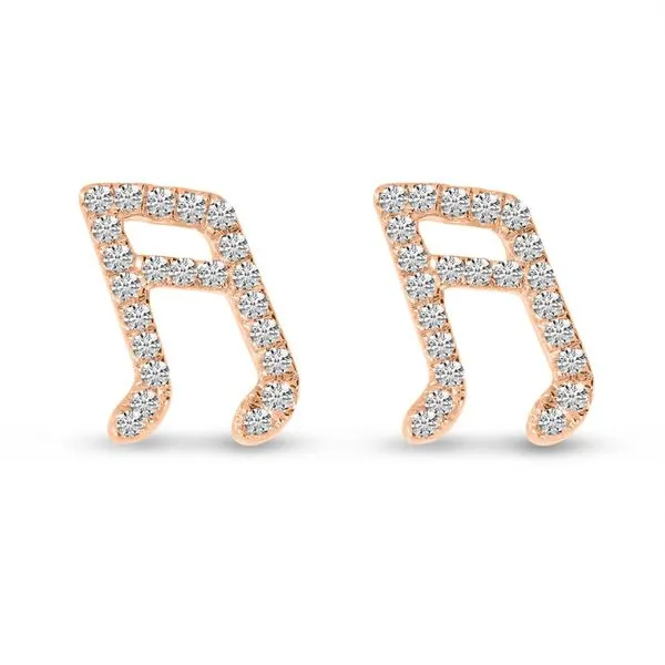 14K Rose Gold Diamond Music Note Stud Earrings Moseley Diamond Showcase Inc Lexington, SC