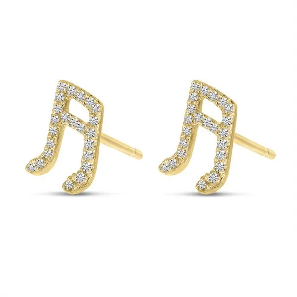 14K Yellow Gold Diamond Music Note Stud Earrings Image 2 Clater Jewelers Louisville, KY