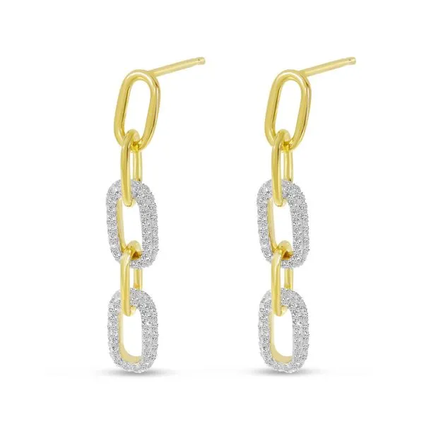 14K Yellow Gold Diamond Paperclip Link Earrings Ambassador Diamond Jewelers Tucson, AZ
