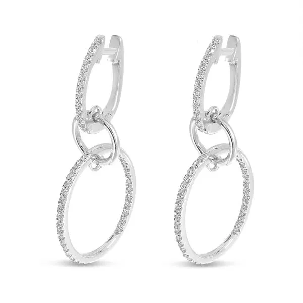 14K White Gold Double Diamond Hoop Earrings Moseley Diamond Showcase Inc Lexington, SC