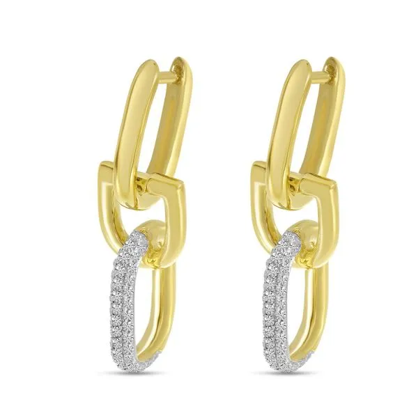 14K Yellow Gold Diamond Link Horseshoe Earrings Ambassador Diamond Jewelers Tucson, AZ