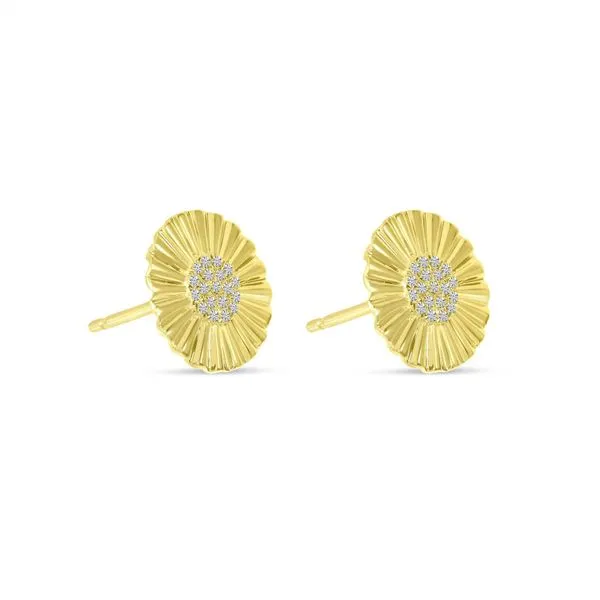 14K Yellow Gold Diamond Textured Disc Earrings Ambassador Diamond Jewelers Tucson, AZ