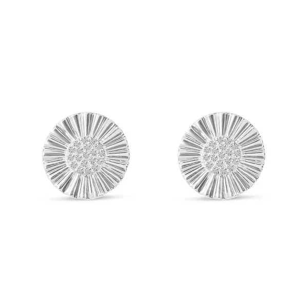 14K White Gold Diamond Textured Disc Earrings Ambassador Diamond Jewelers Tucson, AZ