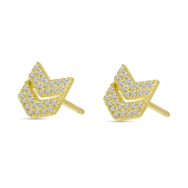 14K Yellow Gold Diamond Chevron Stud Earrings Ambassador Diamond Jewelers Tucson, AZ