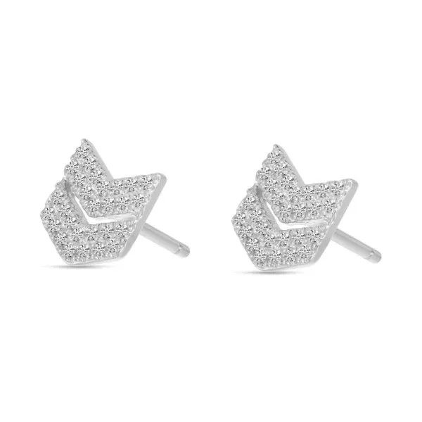 14K White Gold Diamond Chevron Stud Earrings Ambassador Diamond Jewelers Tucson, AZ
