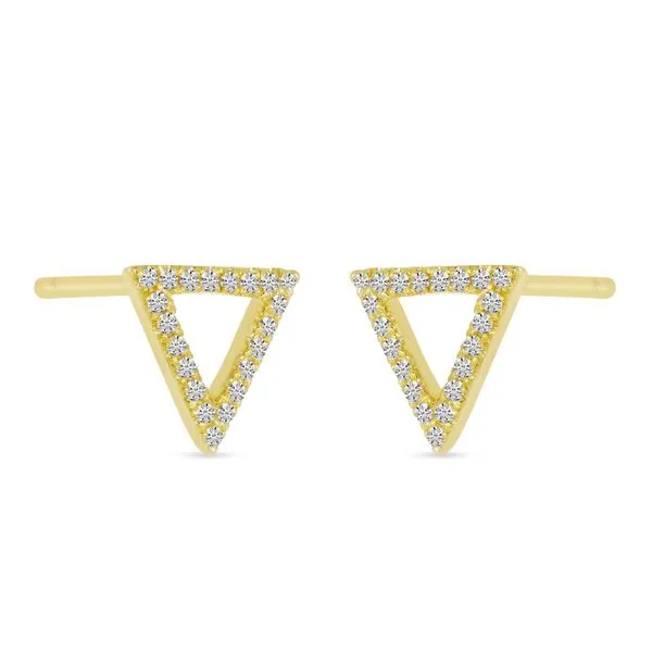 14K Yellow Gold Diamond Open Triangle Stud Earrings Ambassador Diamond Jewelers Tucson, AZ
