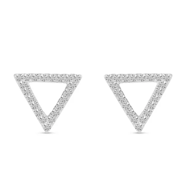 14K White Gold Diamond Open Triangle Stud Earrings Ambassador Diamond Jewelers Tucson, AZ