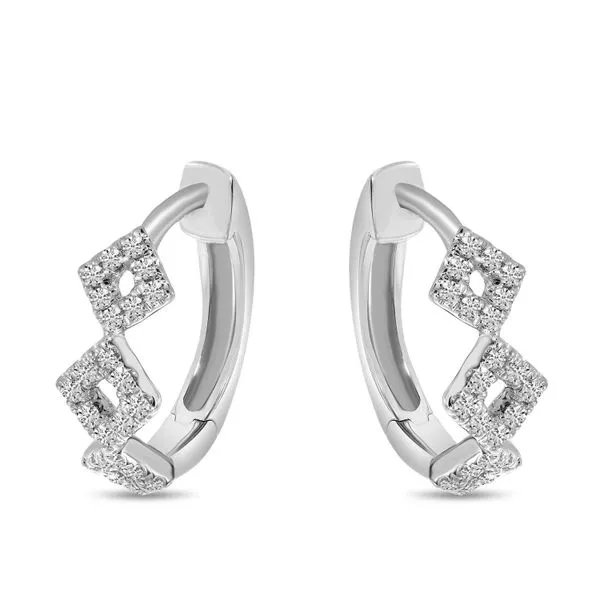 14K White Gold Diamond Geometric Hoop Earrings Ambassador Diamond Jewelers Tucson, AZ
