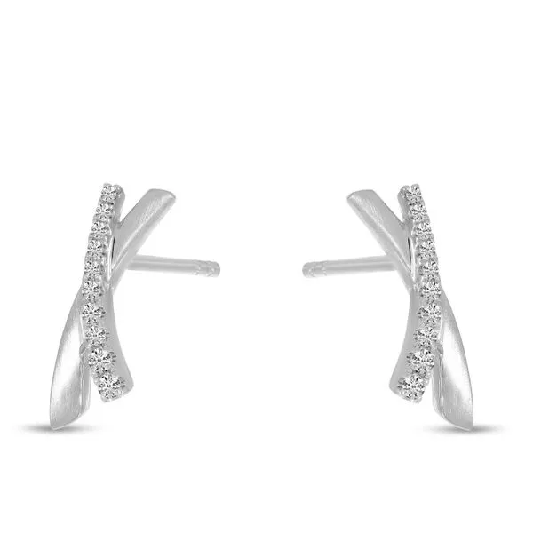 14K White Gold Brushed Gold X Earrings J. Meredith Jewelers Delafield, WI
