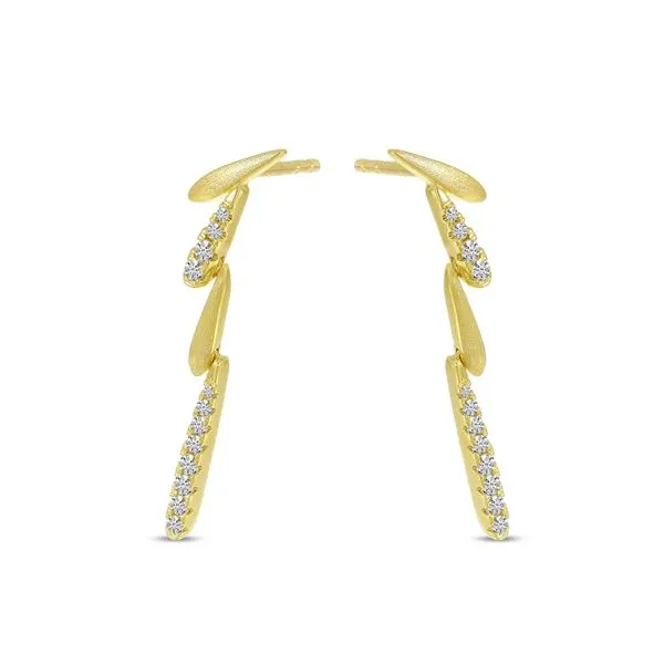 14K Yellow Gold Diamond Brushed Linear Earrings Ambassador Diamond Jewelers Tucson, AZ