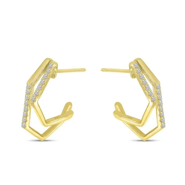 14K Yellow Gold Diamond Geometric Double Hoop Earrings Ambassador Diamond Jewelers Tucson, AZ