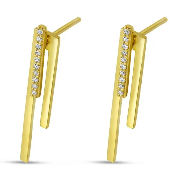 14K Yellow Gold Diamond Linear Front Back Earrings Jimmy Smith Jewelers Decatur, AL