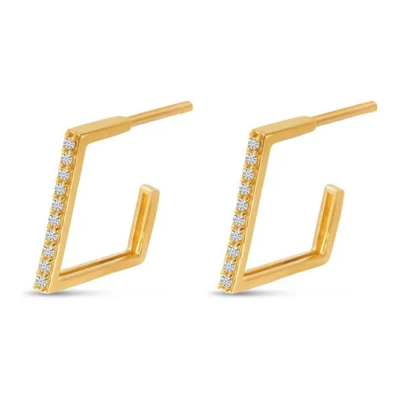 14K Rose Gold Diamond Geometric Huggie Earrings Rick's Jewelers California, MD