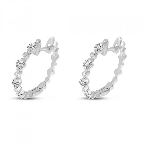 14K White Gold Diamond Beaded Hoop Earrings Rick's Jewelers California, MD