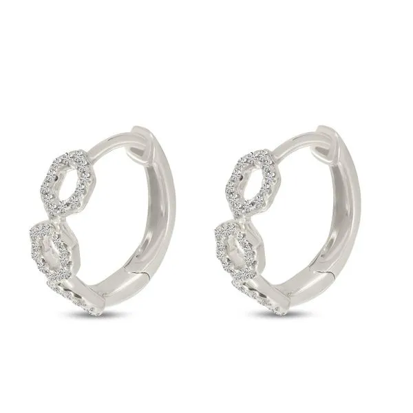 14K White Gold Diamond Geometric Huggie Earrings Ambassador Diamond Jewelers Tucson, AZ