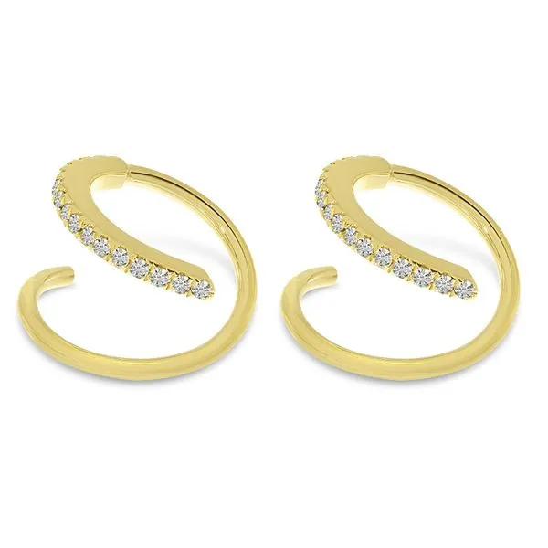 14K Yellow Gold Diamond Twist Huggie Earrings Rick's Jewelers California, MD