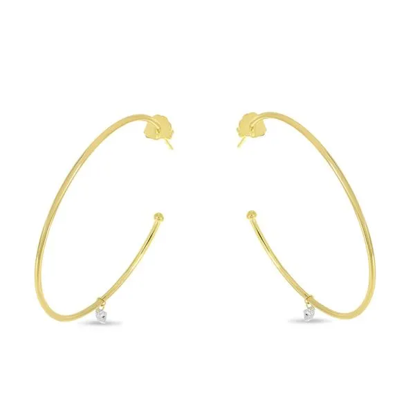 14K Yellow Gold Dashing Diamond Charm Hoop Earrings Ambassador Diamond Jewelers Tucson, AZ