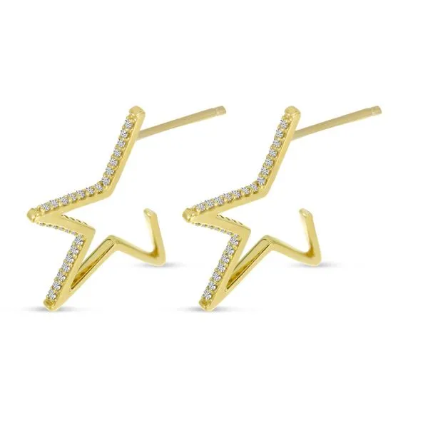 14K Yellow Gold Diamond Star Huggie Earrings Ambassador Diamond Jewelers Tucson, AZ
