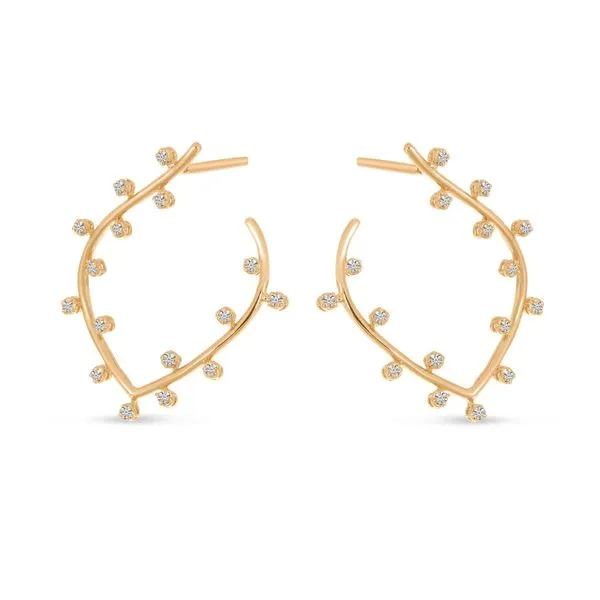 14K Rose Gold Bubble Front Leaf Hoop Earrings SIERRA MOON Auburn, CA