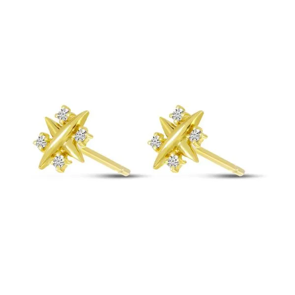 14K Yellow Gold Diamond X Post Earrings Castle Couture Fine Jewelry Manalapan, NJ