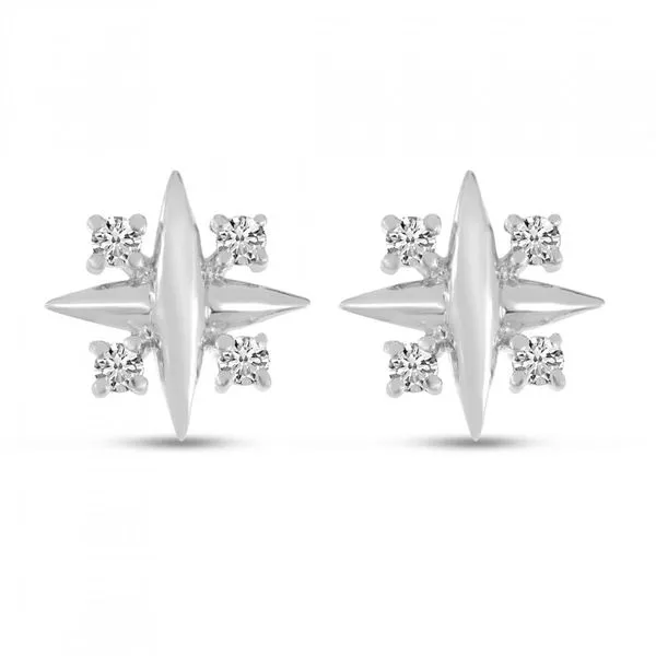 14K White Gold Diamond X Post Earrings J. Meredith Jewelers Delafield, WI