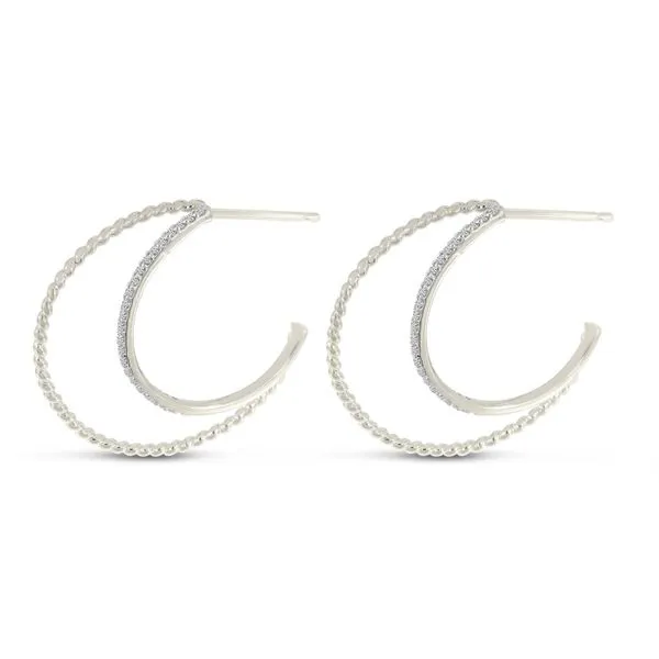 14K White Gold Diamond Twist Double Hoops Ambassador Diamond Jewelers Tucson, AZ