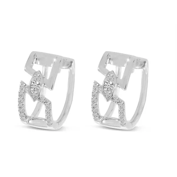 14K Yellow Gold Geometric Open Diamond Huggie Earrings Woelk's House of Diamonds Russell, KS