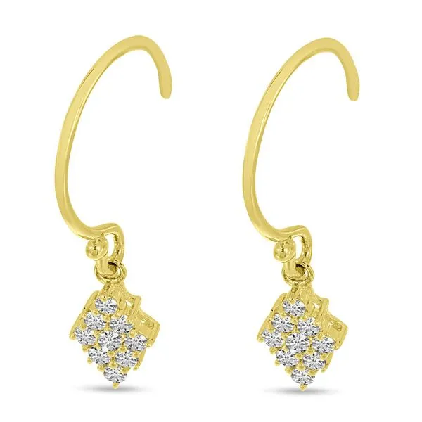 14K Yellow Gold J-Hook Diamond Triangle Dangle Earrings Ambassador Diamond Jewelers Tucson, AZ