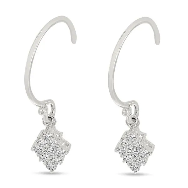14K White Gold J-Hook Diamond Triangle Dangle Earrings Moseley Diamond Showcase Inc Lexington, SC