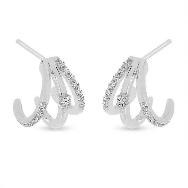 14K White Gold Diamond Triple Huggie Earrings Ambassador Diamond Jewelers Tucson, AZ