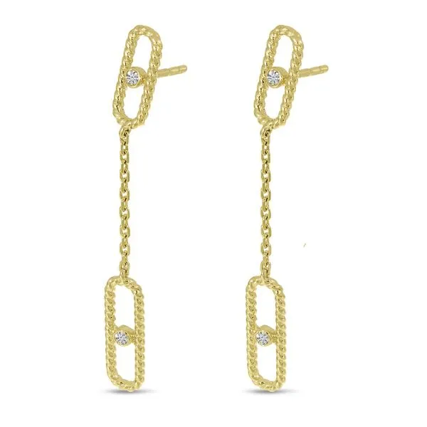 14K Yellow Gold Diamond Twist Paperclip Chain Earrings Ambassador Diamond Jewelers Tucson, AZ