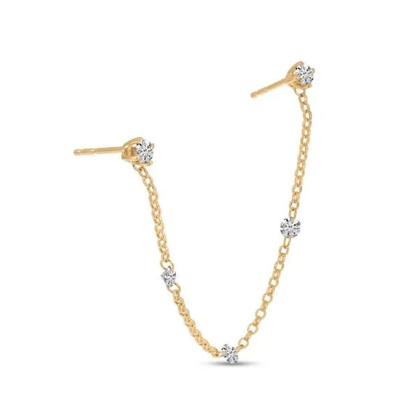 14K Rose Gold Dashing Diamond Double Hole Chain Earrings Moseley Diamond Showcase Inc Lexington, SC