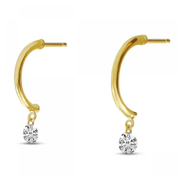 14K Yellow Gold Dashing Diamonds Half Huggie Earrings Ambassador Diamond Jewelers Tucson, AZ
