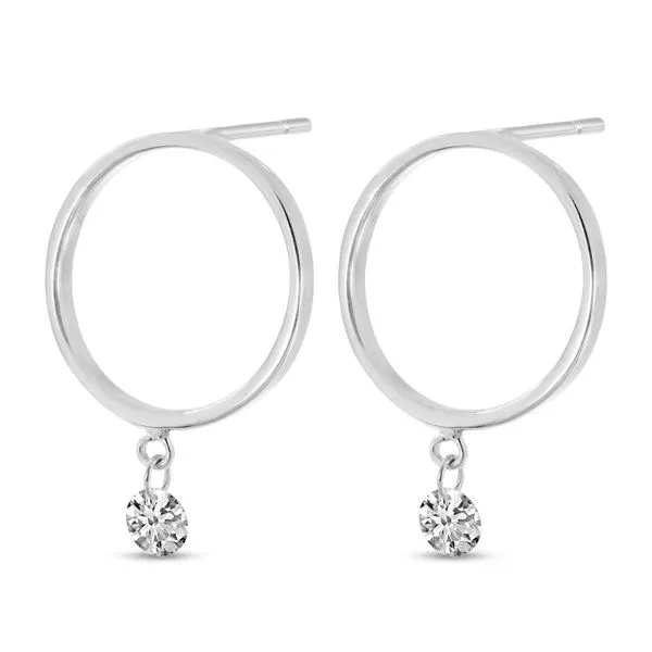 14K White Gold Small Front Hoop 0.16 ct Diamond Earrings Ambassador Diamond Jewelers Tucson, AZ